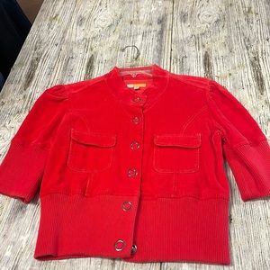 Tulle Corduroy Red 3/4 sleeve button jacket size XL